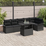 Loungeset 7-delig poly rotan zwart 6 personen