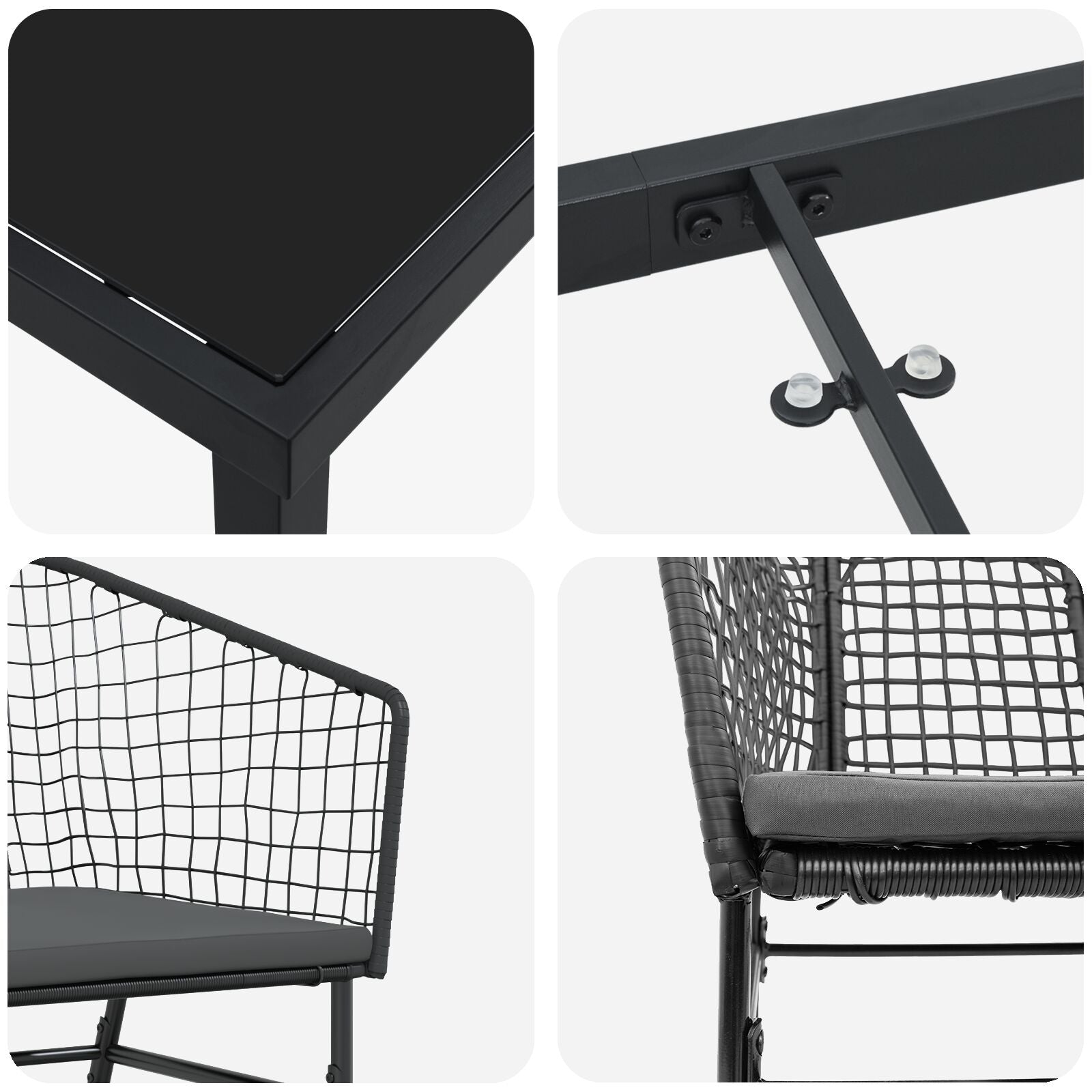 Set Van 4 Zwart Poly Rattan Twee Persoons