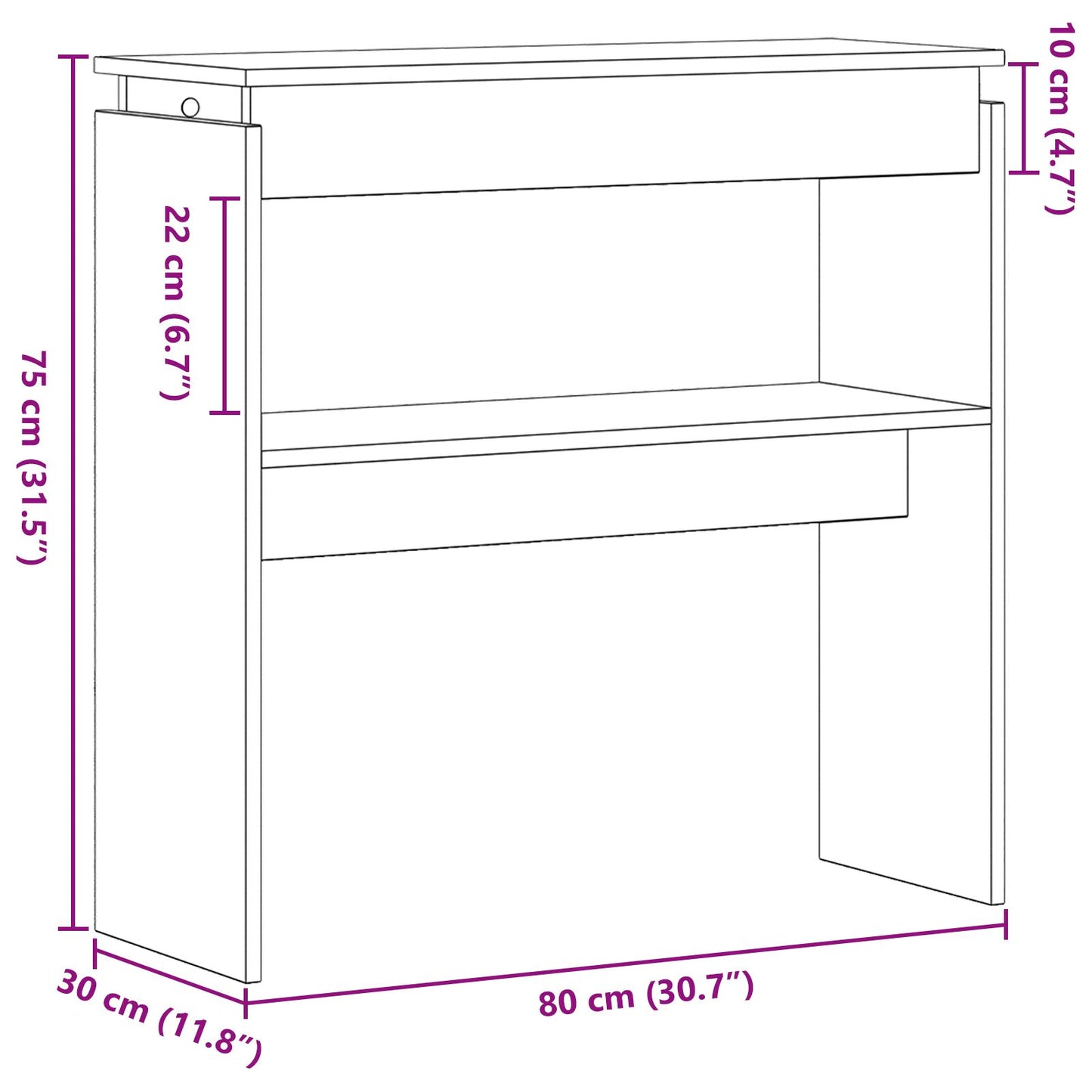 Console Tafel Gemaakt Van Hout Zwart eiken 80 x 30 x 80 cm