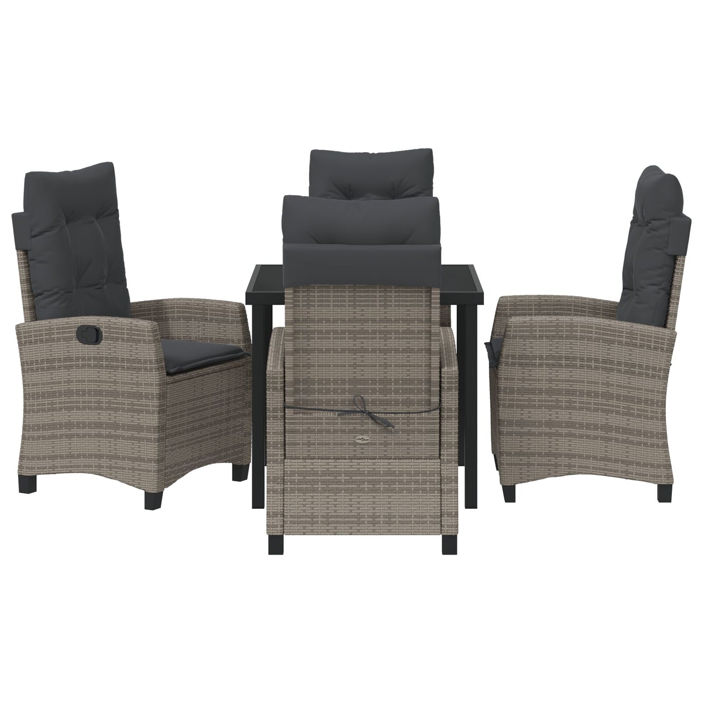 5-Delige Tuintafel Set Met Kussens Grijs Poly Rattan