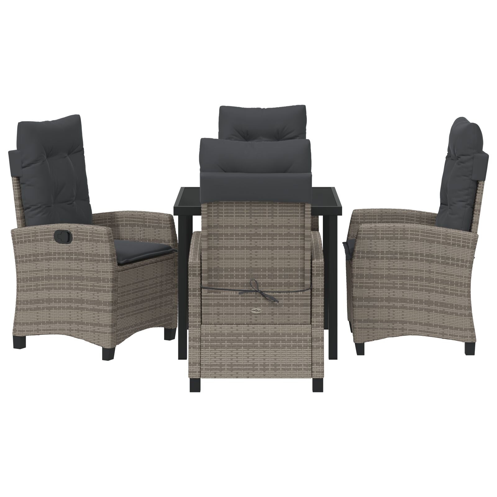 5-Delige Tuintafel Set Met Kussens Grijs Poly Rattan