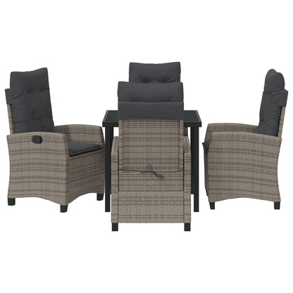 5-Delige Tuintafel Set Met Kussens Grijs Poly Rattan