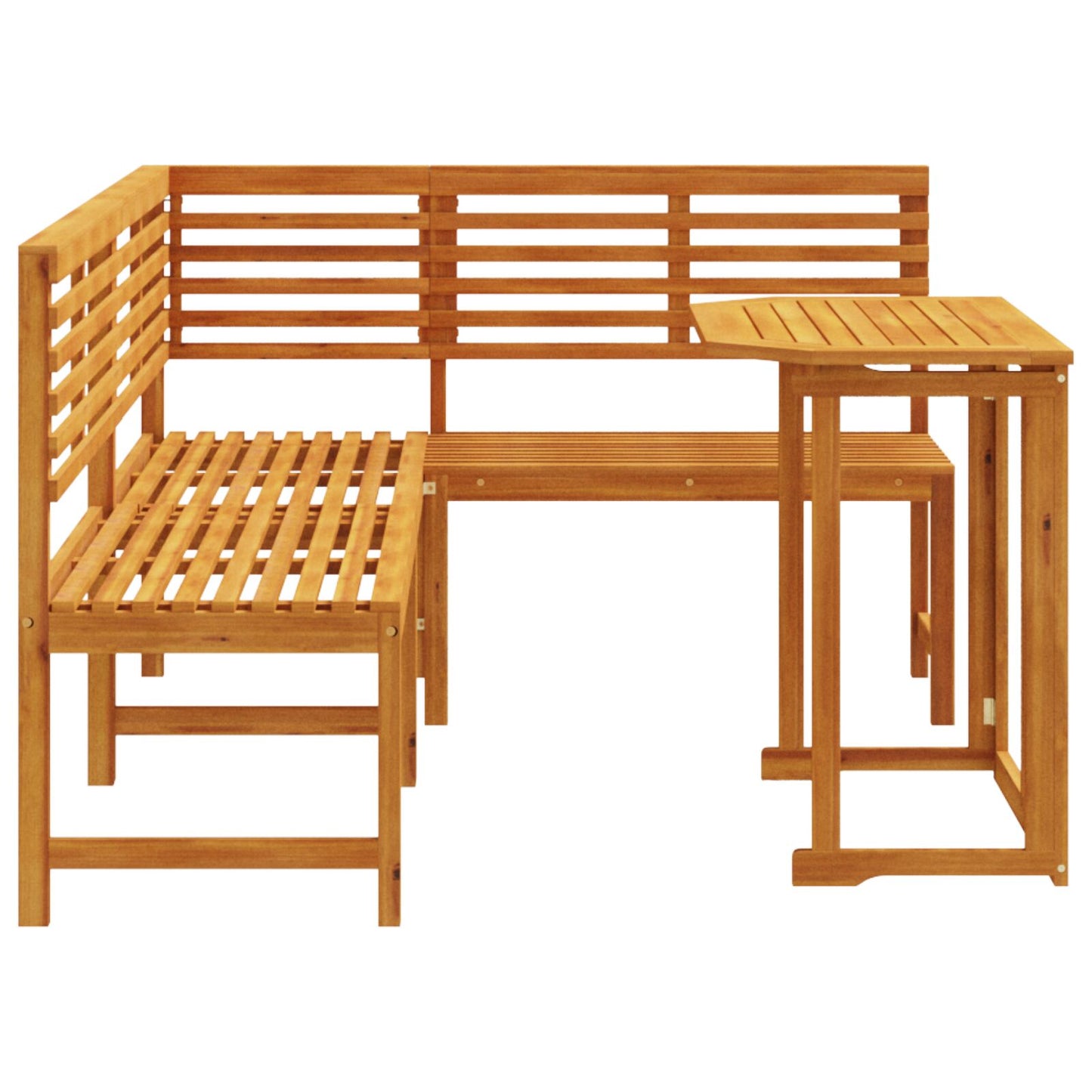 3-Delige Tuin Bistro Set Van Massief Acaciahout zonder kussen Tafel + 2x Bank