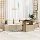 Tuin Eetset 5-delig riet beige