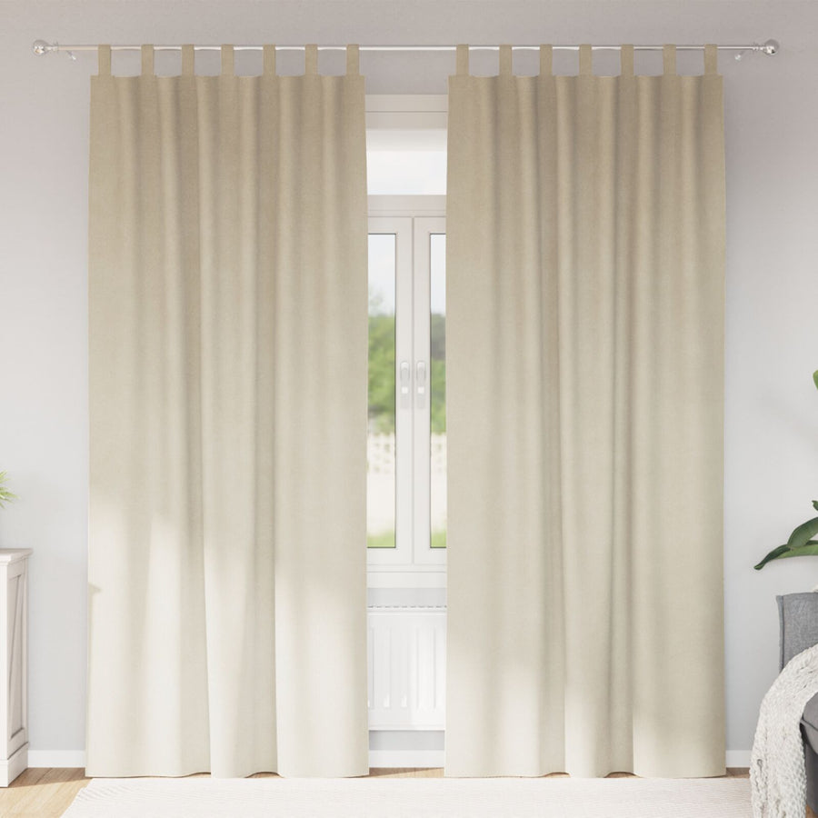 Blackout Gordijnen Met Hanglussen 2 Stuks Velvet Crème 140 x 260 cm met ophanglussen