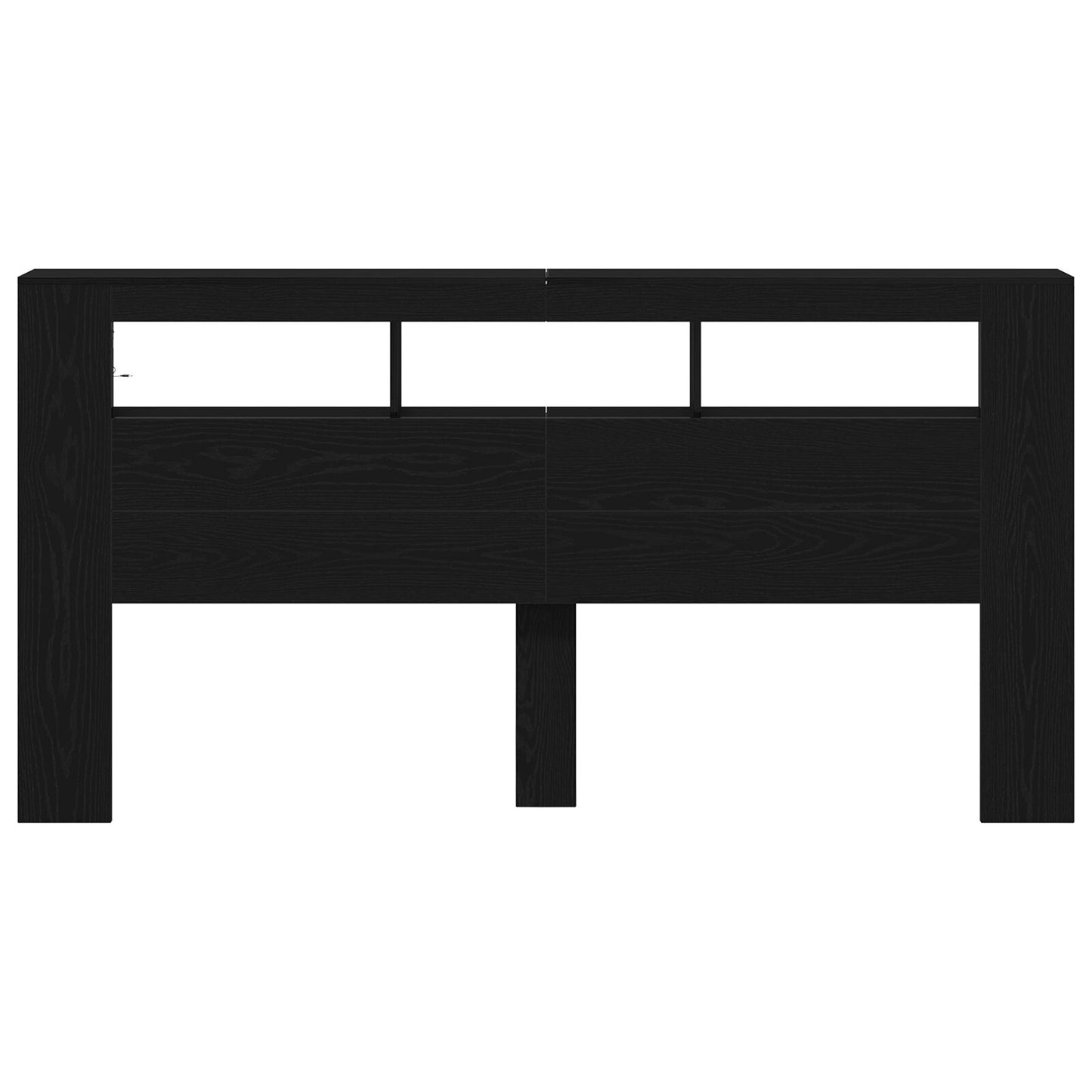 Opslage Headboard Met Led Verlichting Zwart Eiken 200X18,5X103,5 Cm
