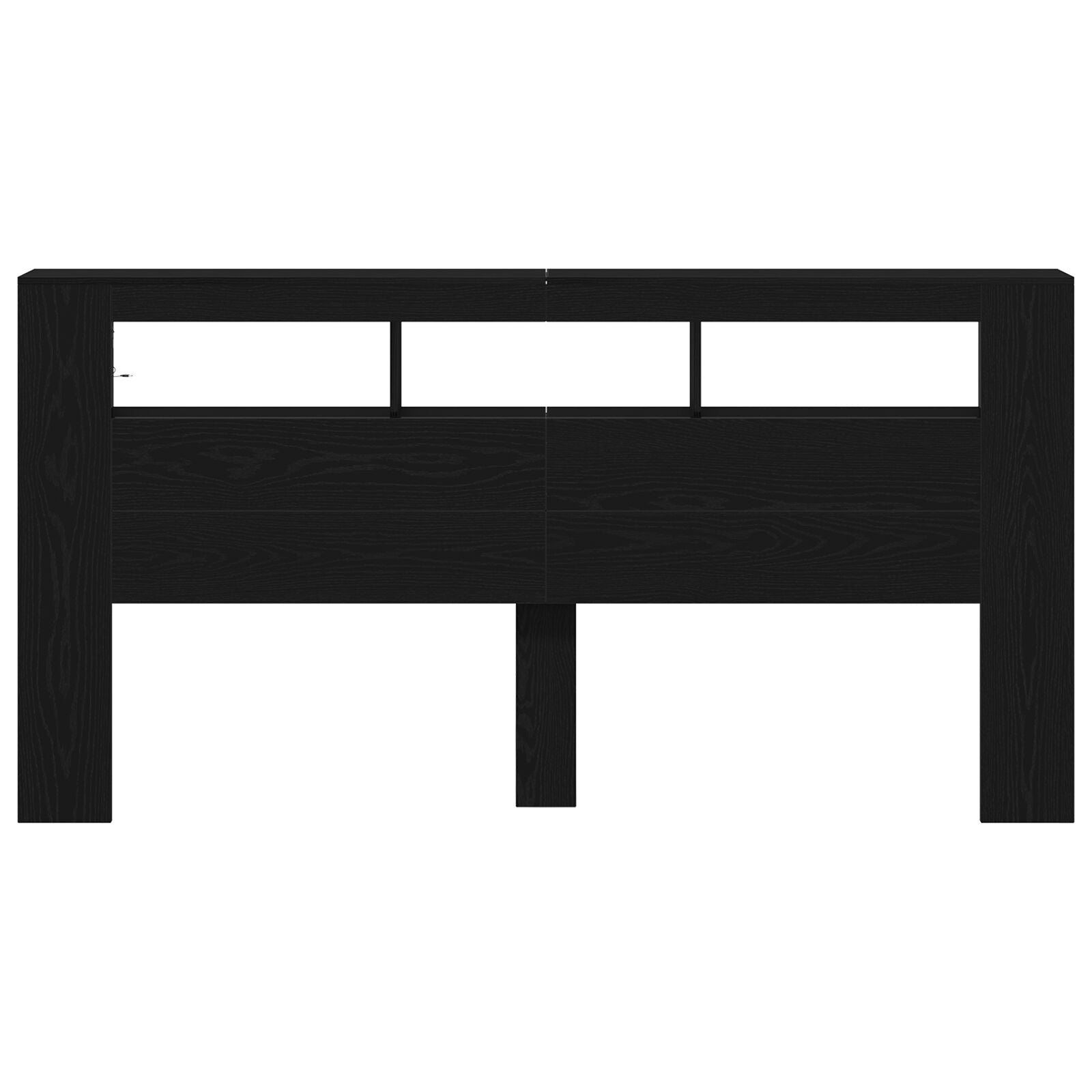 Opslage Headboard Met Led Verlichting Zwart Eiken 200X18,5X103,5 Cm