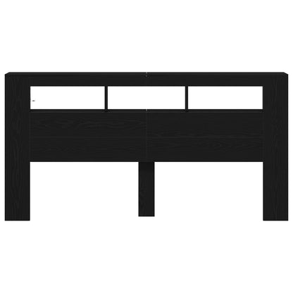 Opslage Headboard Met Led Verlichting Zwart Eiken 200X18,5X103,5 Cm