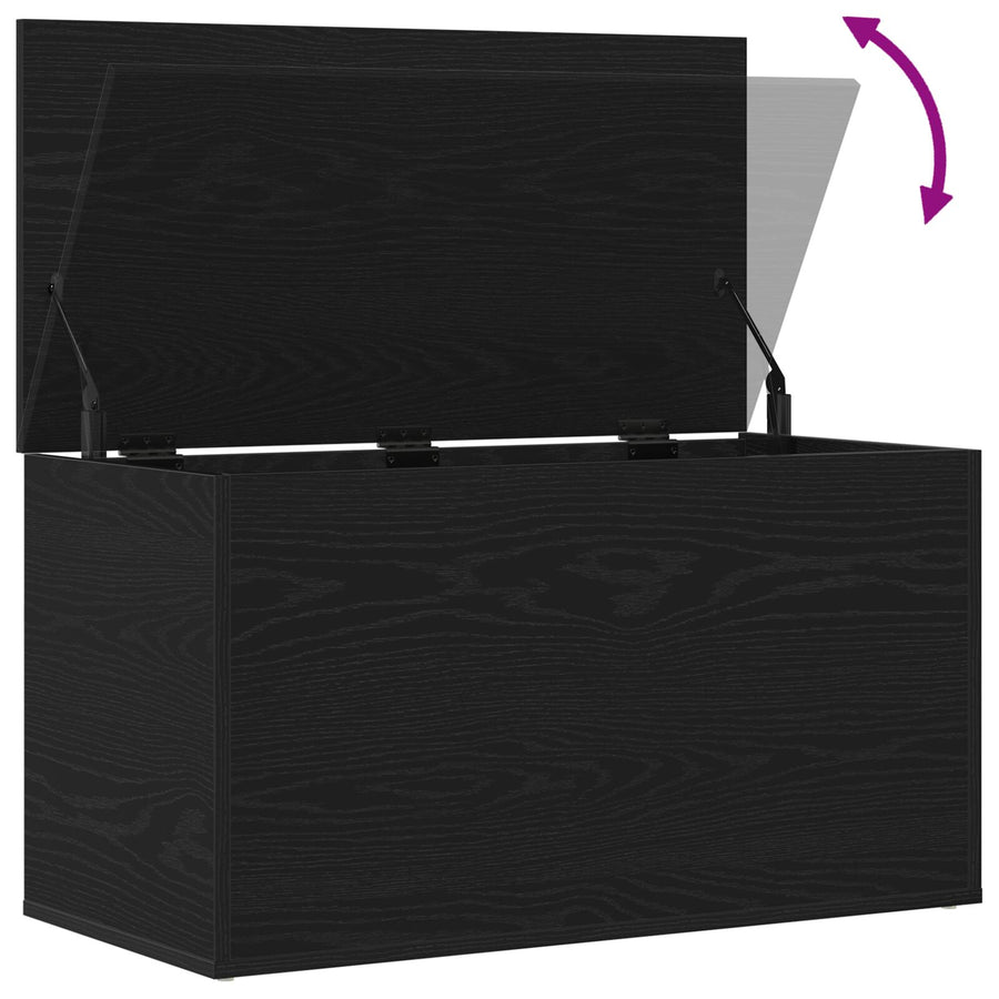 Opbergkist Zwart Eiken 84X42X46 Cm Bewerkt Hout