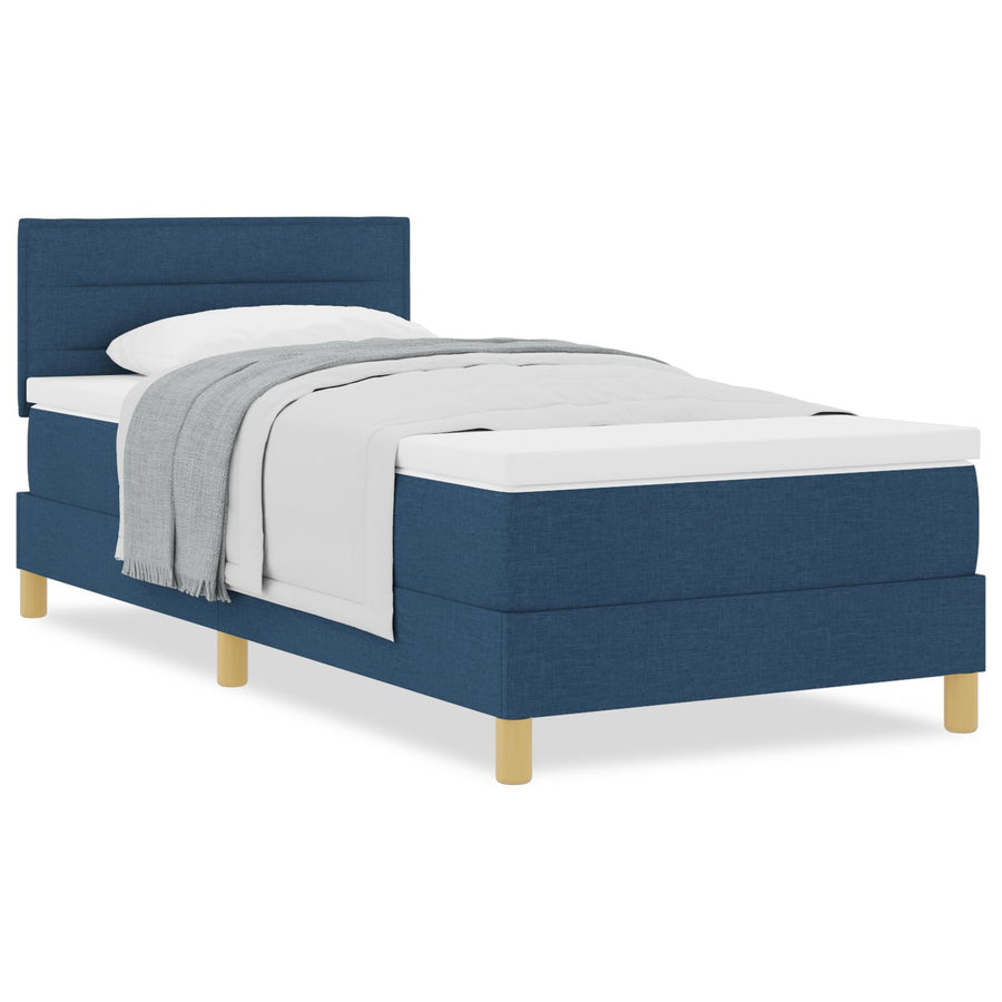 Boxspring Bed Met Matras Stof Blauw 100 x 200 cm Lijnenontwerp