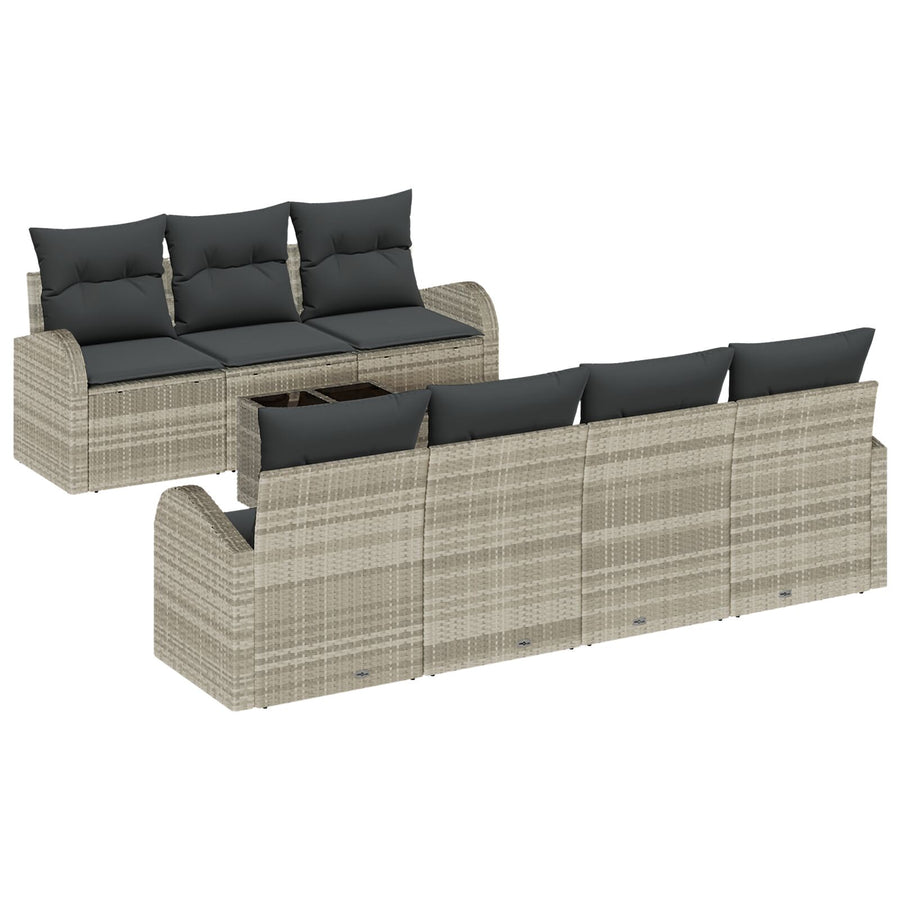 8-Delige Tuin Sofa Set Met Kussens Lichtgrijs Poly Rattan