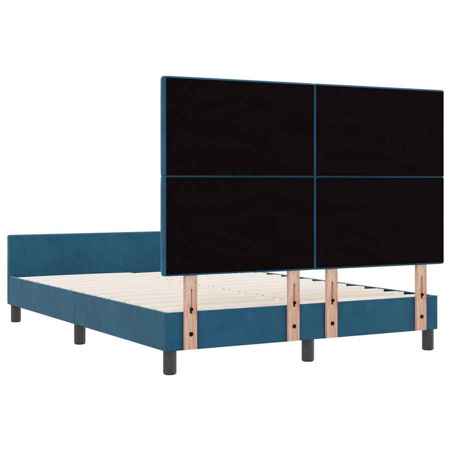 Bed Frame Donkerblauw 140X190 Cm Velvet Crème