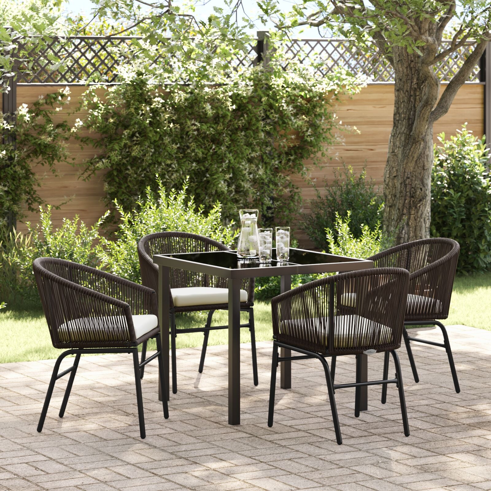 5-Delig Tuin Eetset Bruin Poly Rattan