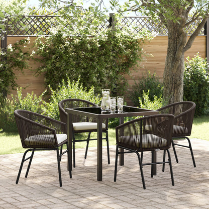 5-Delig Tuin Eetset Bruin Poly Rattan