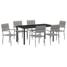 7-Delige Tuin Eetset Grijs Poly Rattan