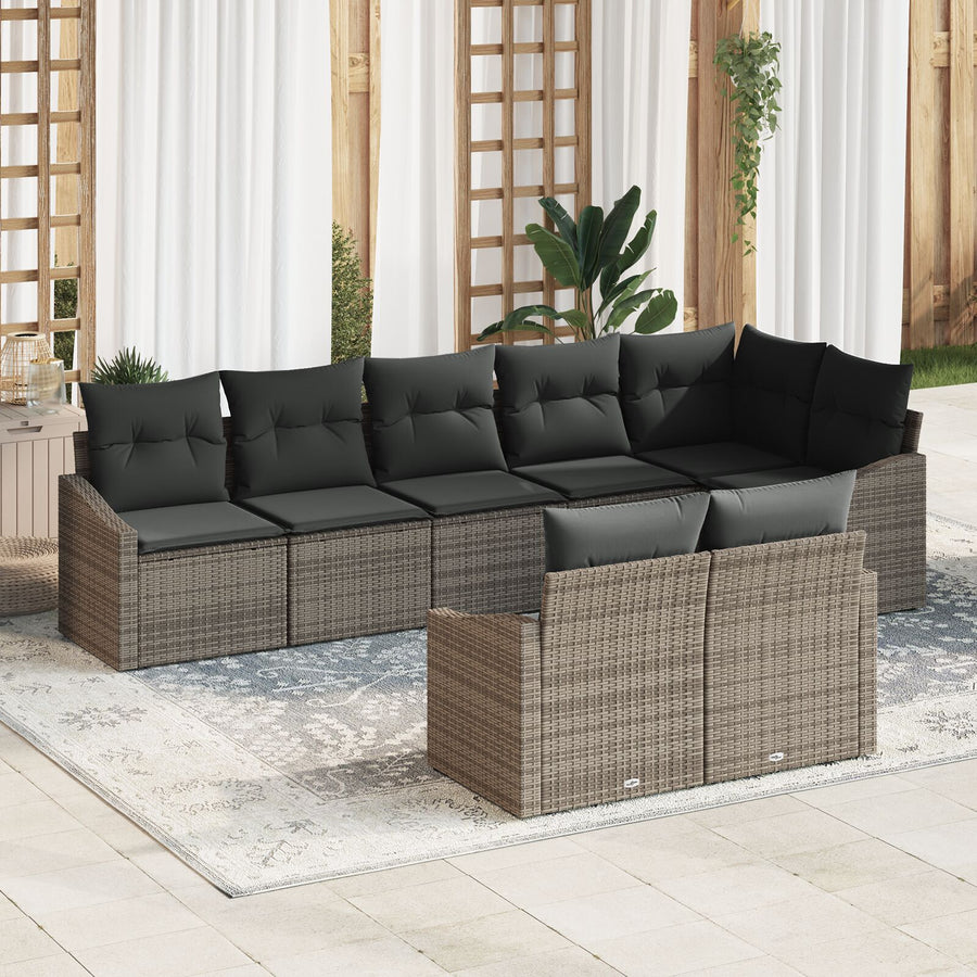 Tuinsofaset Set Van 8 Donkergrijs En Bruin Rattan En Polyester