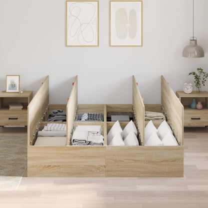 Opbergbedframe Sonoma Eik Sonoma Eiken 160 x 200 cm