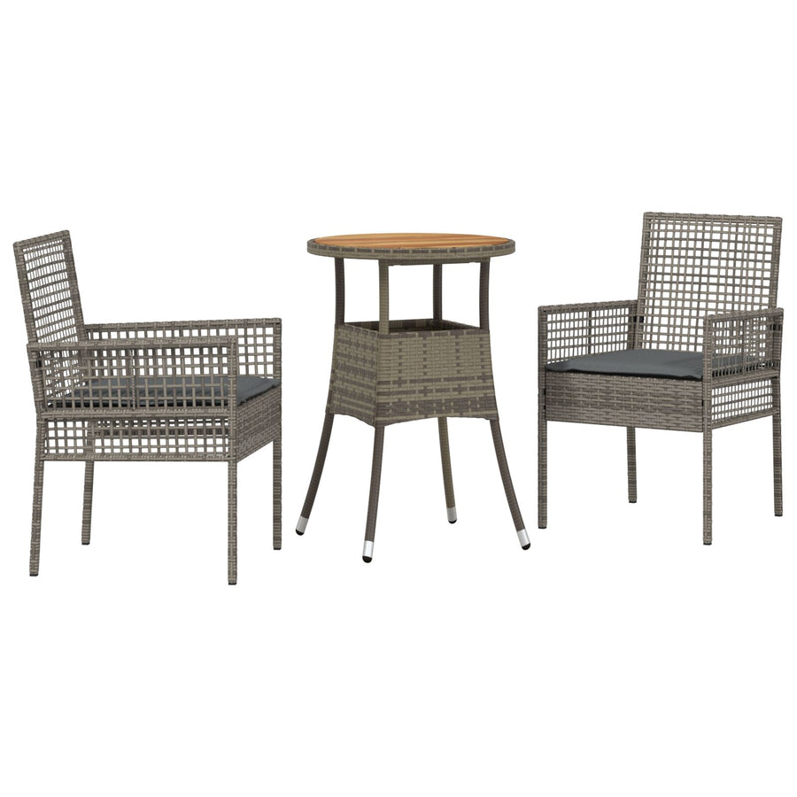 Eetmeubel Set Set Van 3 Grijs Riet, Metaal