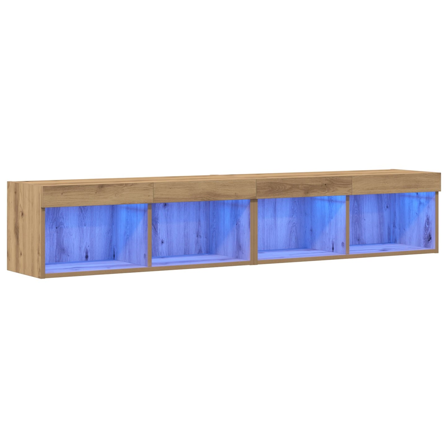 Tv Wandkasten Met Led Verlichting 2 Stuks Artisan Eiken