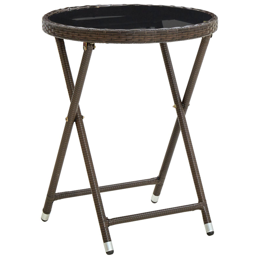 3-Delig Tuin Bistro Set Met Kussens Bruin Poly Rattan