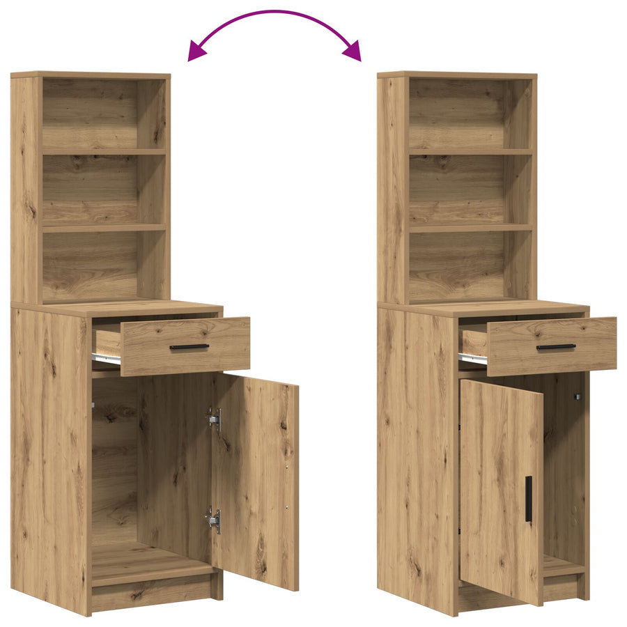 2-Delige Kaptafelset Met Led Artisan Eiken Engineered Wood