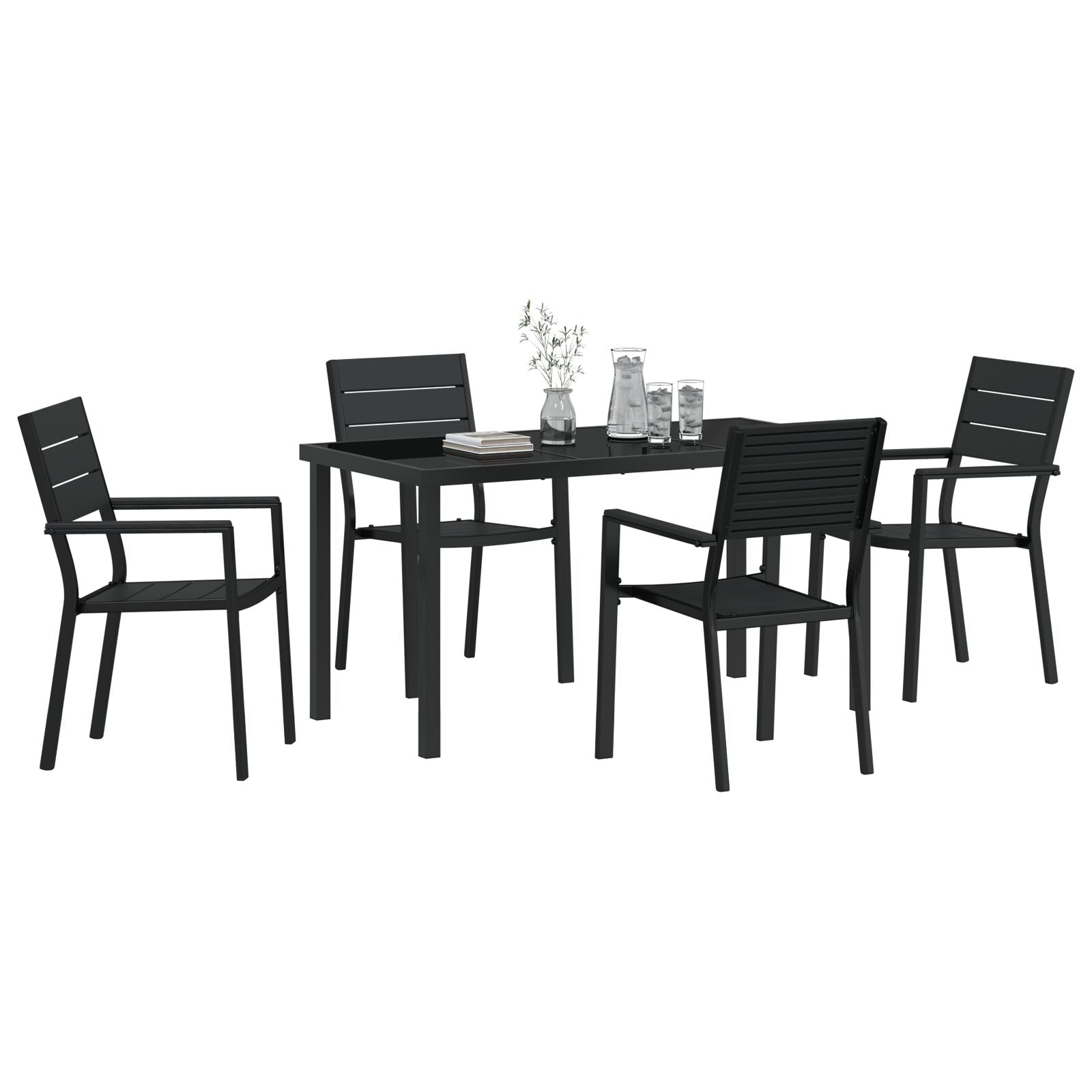 5 Delige Tuin Eetset Zwart Hdpe