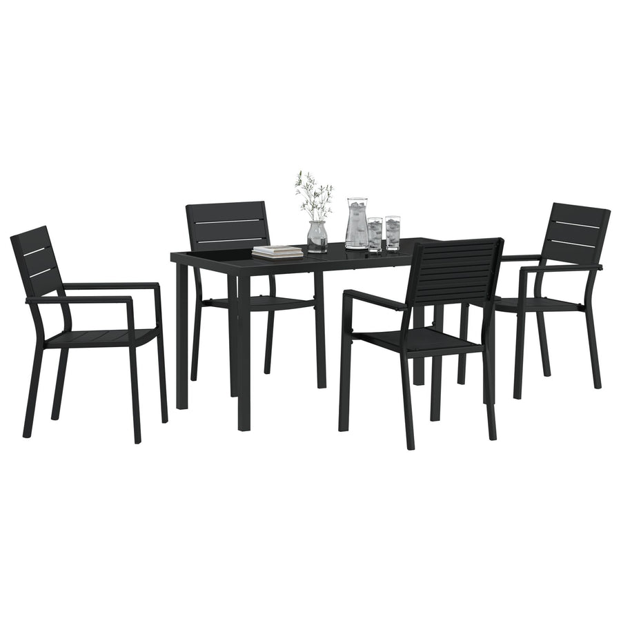 5 Delige Tuin Eetset Zwart Hdpe