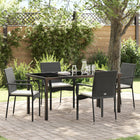 Tuin eettafelset 5-delig poly rattan zwart