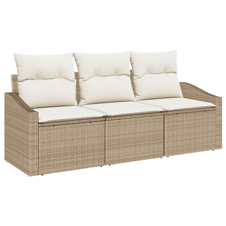 3 Delige Tuin Sofa Set Met Kussens Beige Poly Rattan