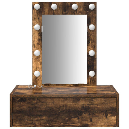 Wand Hangende Kaptafel -Verlichting In 60 x 40 x 70 cm Gerookt eiken met LED