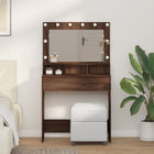 Kaptafel eiken 75,5x41x135 cm met spiegel en verlichting