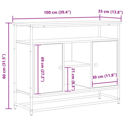 Sideboard 100X35X80 Cm Engineered Wood En Staal Artisan eiken