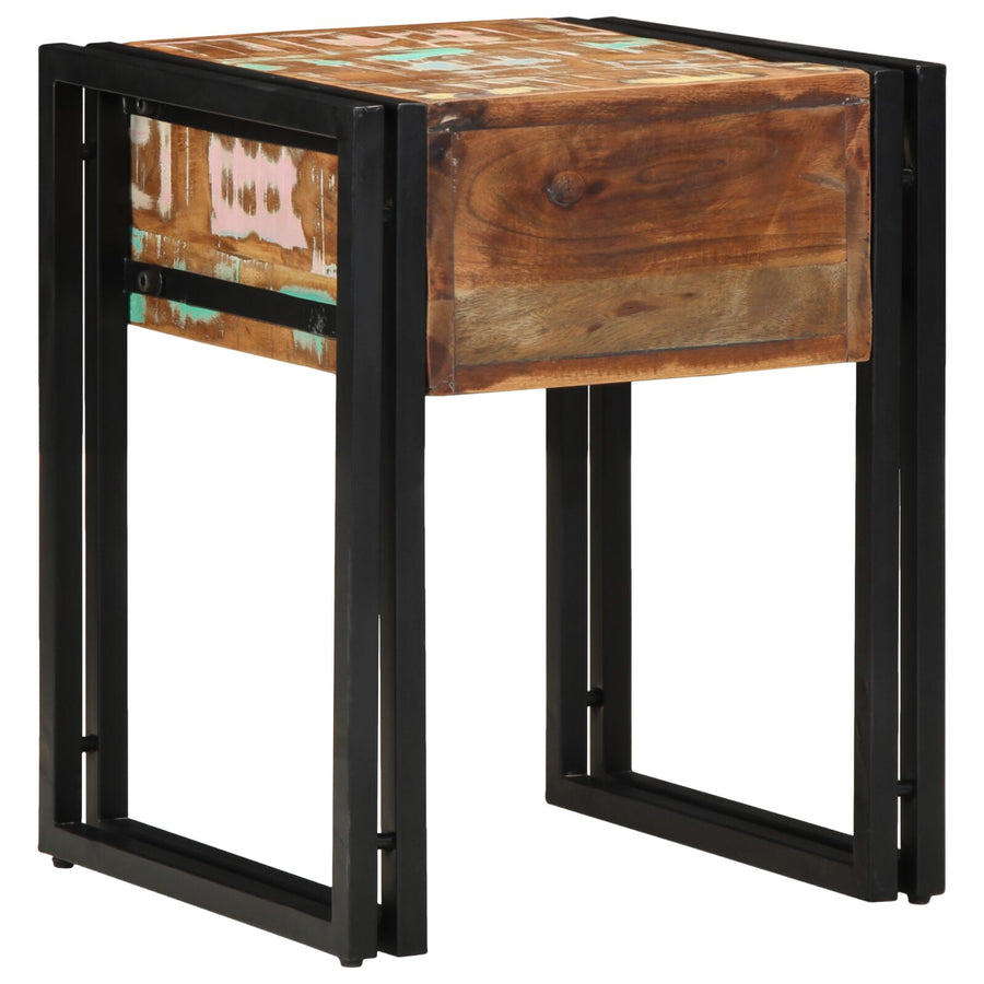 Bijzettafel Met Lade Zwart 40 x 40 x 50 cm Massief gerecycled hout