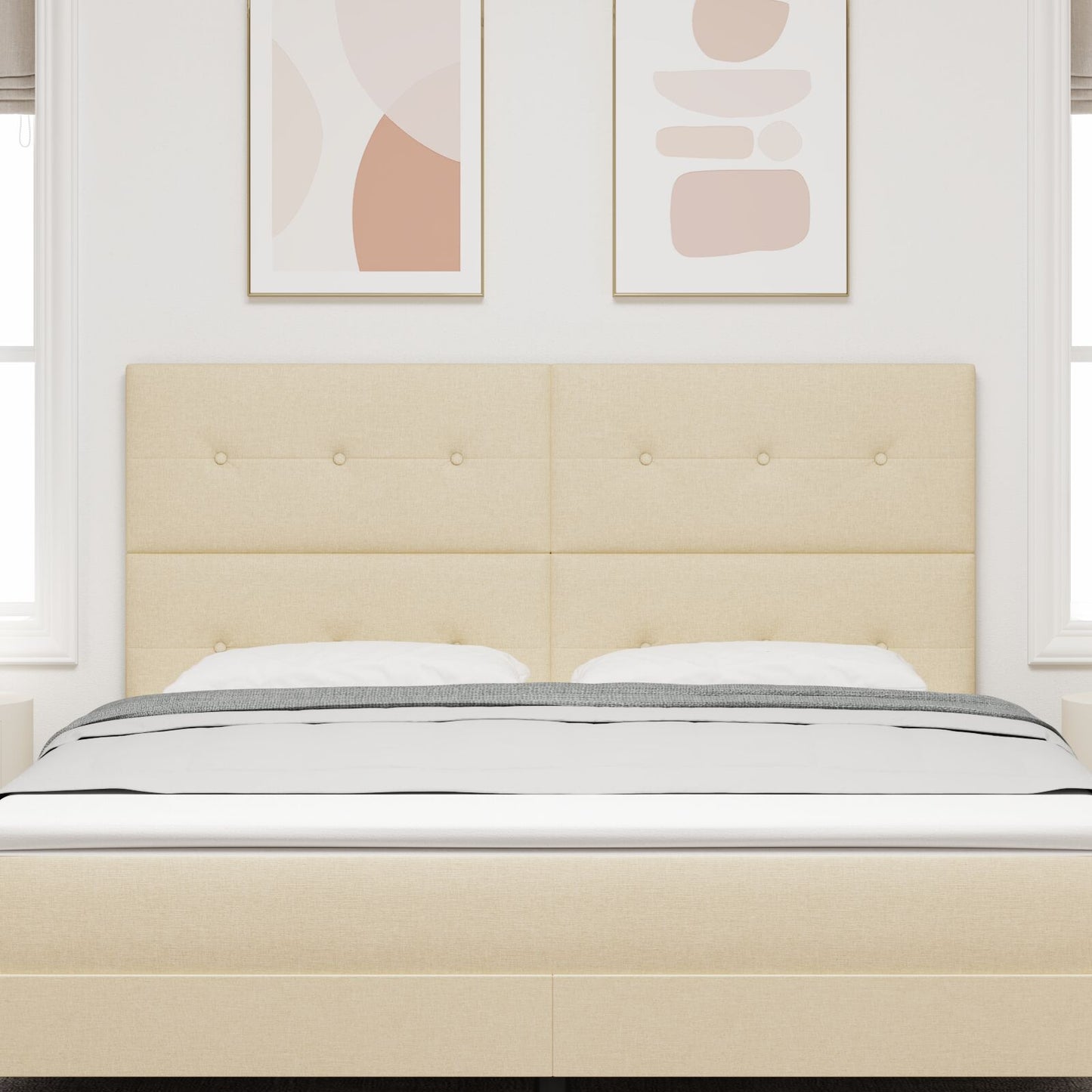 Hoofdbord Knopgeplooid Stof Crème 180 cm Hoog hoofdbord