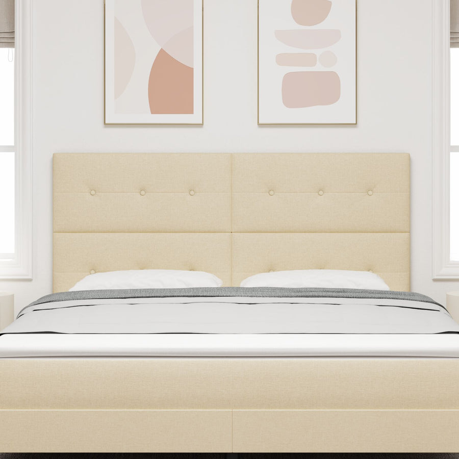Hoofdbord Knopgeplooid Stof Crème 180 cm Hoog hoofdbord
