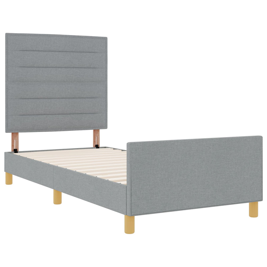Bed Frame Licht Grijs 80X200 Cm Stof Crème