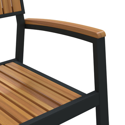 Tuinstoelen 4 Stuks Stapelbaar Massief Acaciahout & Metaal Natuur en zwart