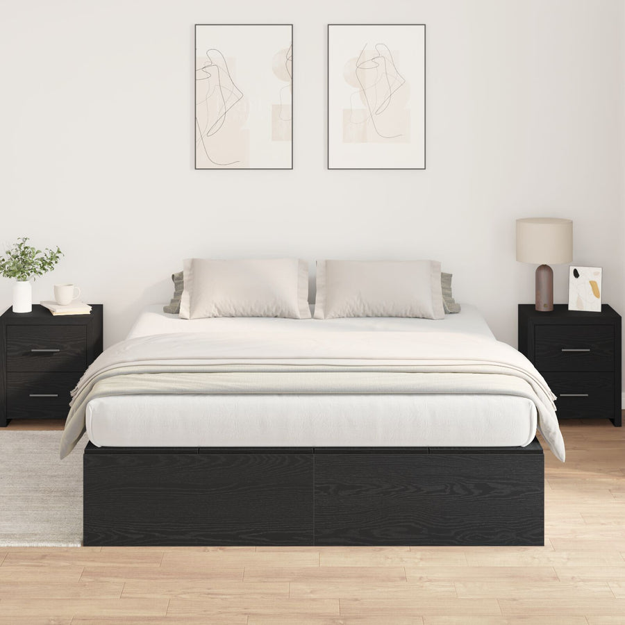 Opbergbedframe Zwart Eiken 140 x 190 cm