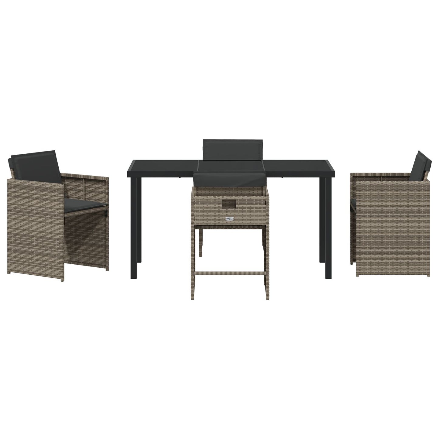 5-Delige Tuin Eetset Met Kussens Grijs Poly Rattan