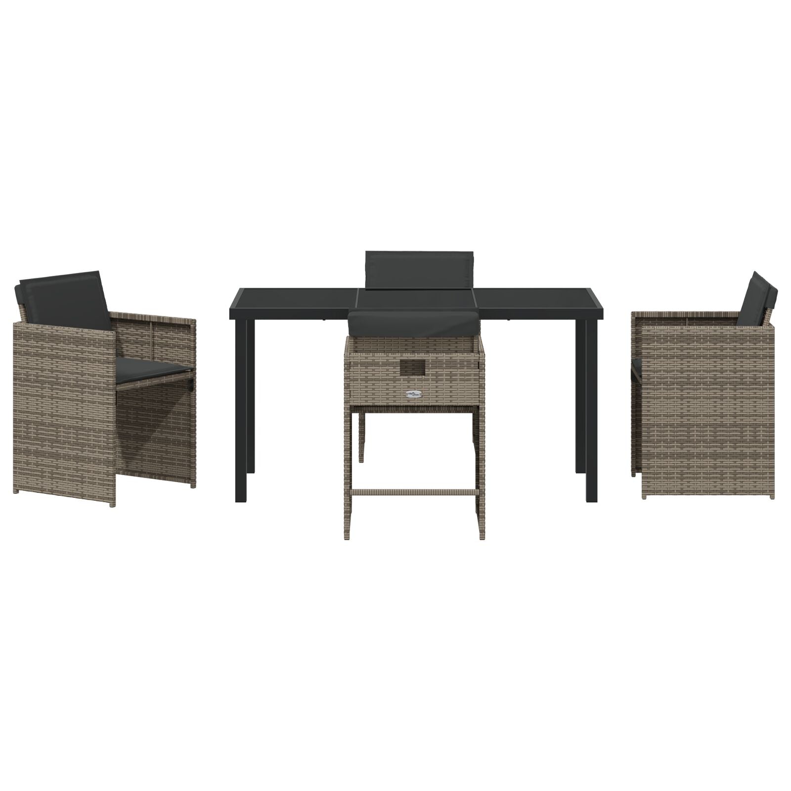 5-Delige Tuin Eetset Met Kussens Grijs Poly Rattan