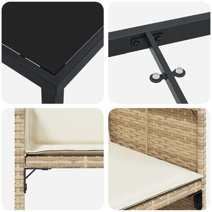 5-Delige Tuin Eetset Met Kussens - Beige Poly Rattan