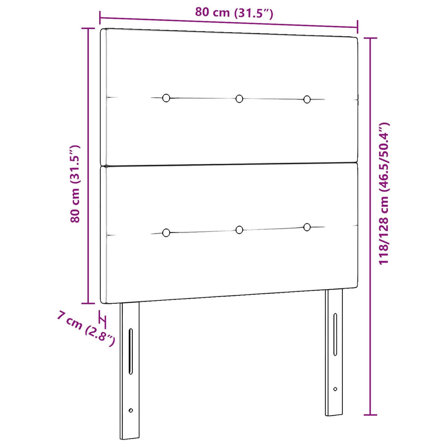 Hoofdbord Knopen Gequiltd Fluweel Donkerblauw 80 cm Hoog hoofdbord