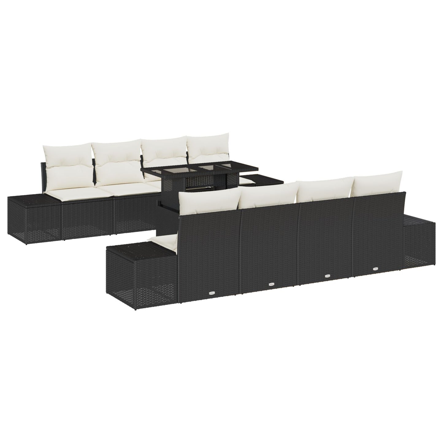 Tuinbank Set 7-Delige Set Beige Poly Rattan Tuin Sofa Set
