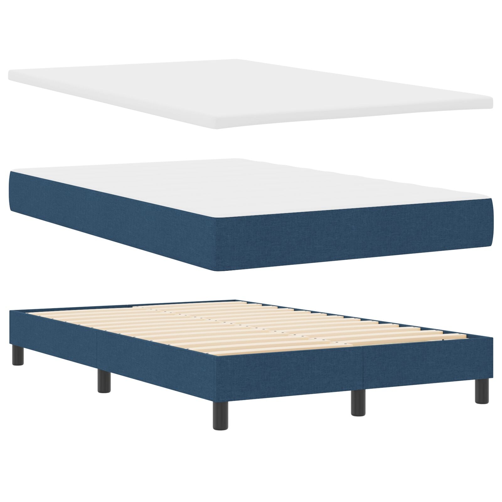 Boxspringbed Met Matras & Bank Stof Blauw 120 x 190 cm Lijnen ontwerp