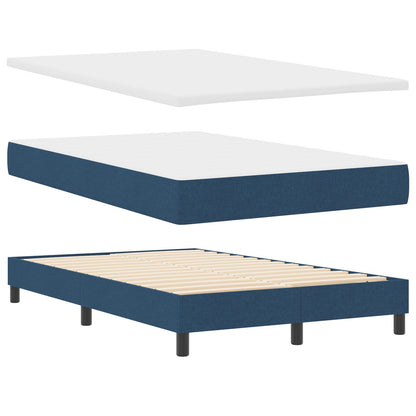 Boxspringbed Met Matras & Bank Stof Blauw 120 x 190 cm Lijnen ontwerp
