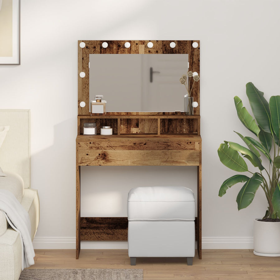 Kaptafel Met Led-Verlichting Oude Hout Oud hout 79 x 41 x 135 cm