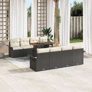 Loungeset poly rattan 7-delig zwart crème