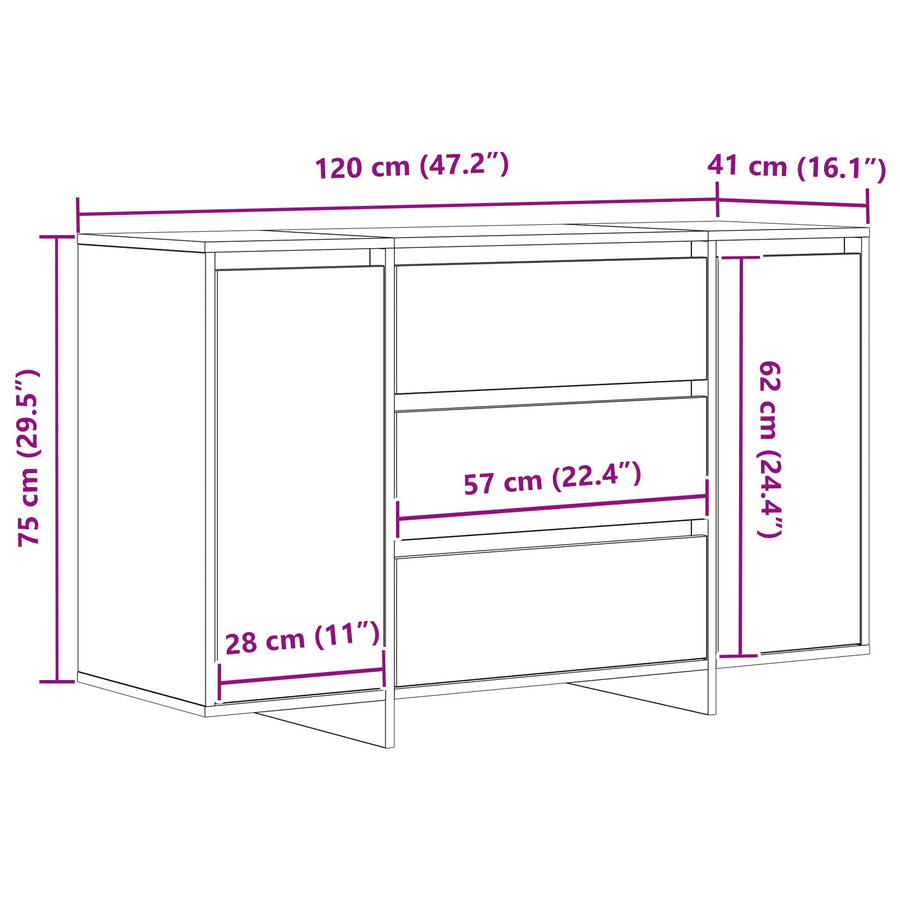 Zijtafel Betonnen Grijs Geëngineerd Hout Zijtafel Rechthoekig