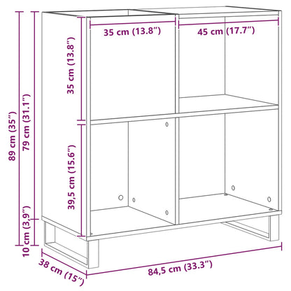 Recordkast 84.5X38X90 Cm Geconstrueerd Hout Zwart eiken