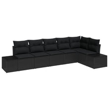 6-Delige Tuin Sofa Set Met Kussens Poly Rattan Zwart zonder tafel